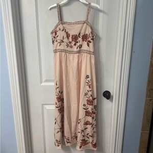 SHEIN Floral Embroidered Maxi Dress - Cream and Brown